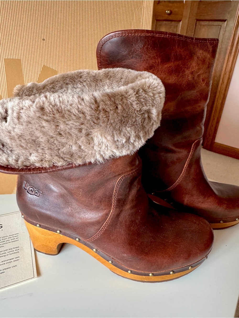 UGG LEATHER AND SHEARLING BOOTS
